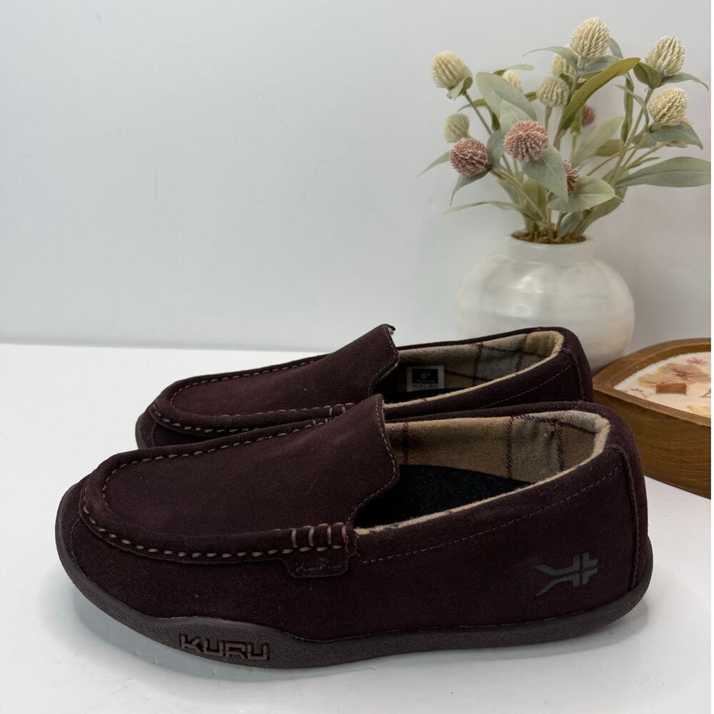 Kuru Loft Suede Flannel Slipper Java Brown Men 8.5 Medium NWOB